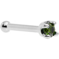 Solid 18K White Gold 1.5mm Genuine Green Diamond Nose Ring