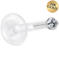 16G Bioplast 14K White Gold 1.5mm Genuine Diamond Micro Labret
