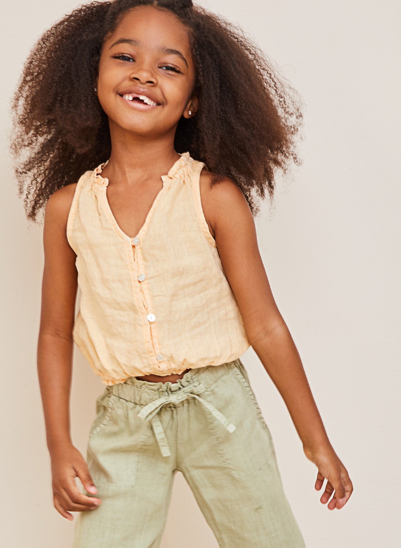 Bella Dahl Girls Ruffle Neck White Bubble Top