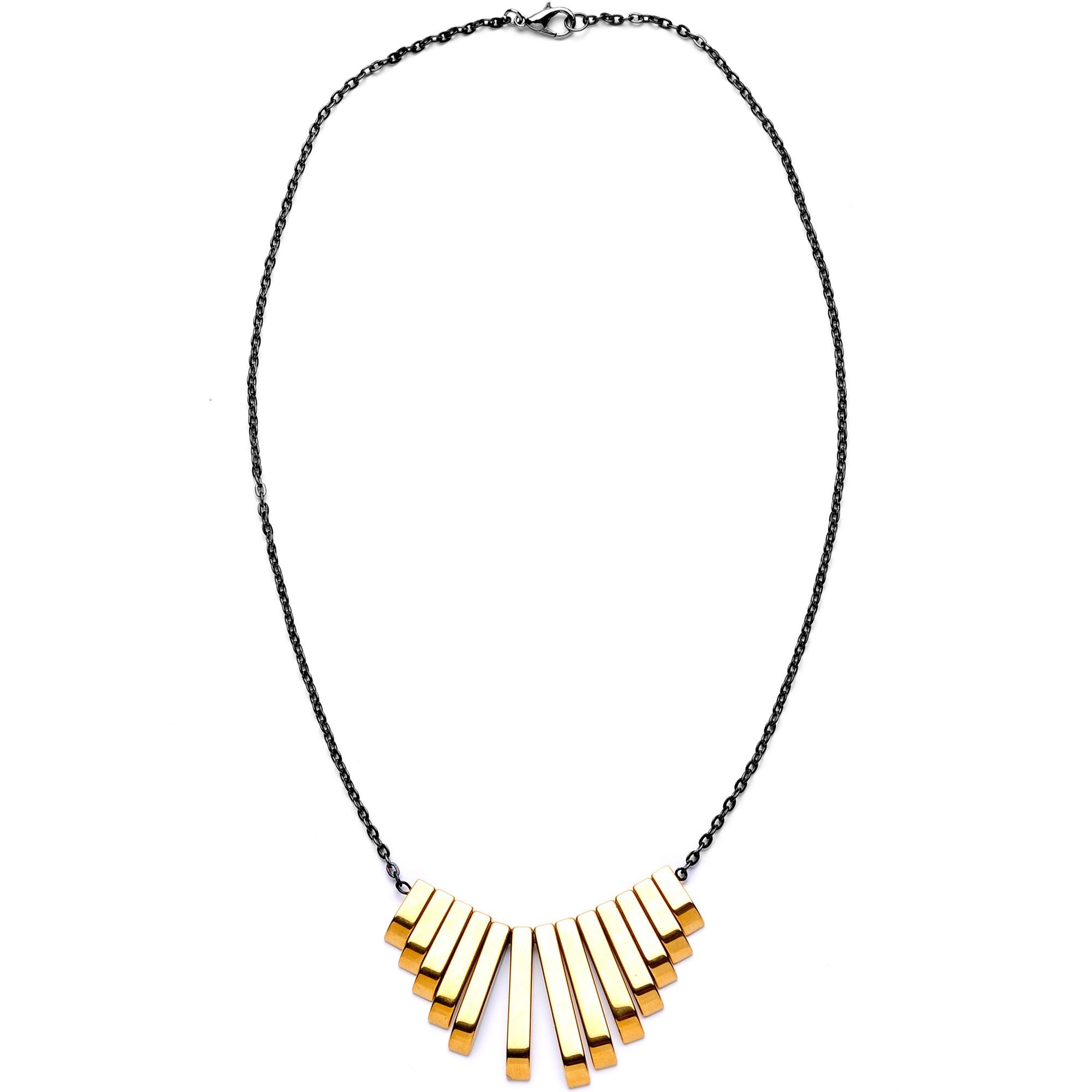 Handcrafted Natural Hematite Gunmetal Plated Chain Necklace