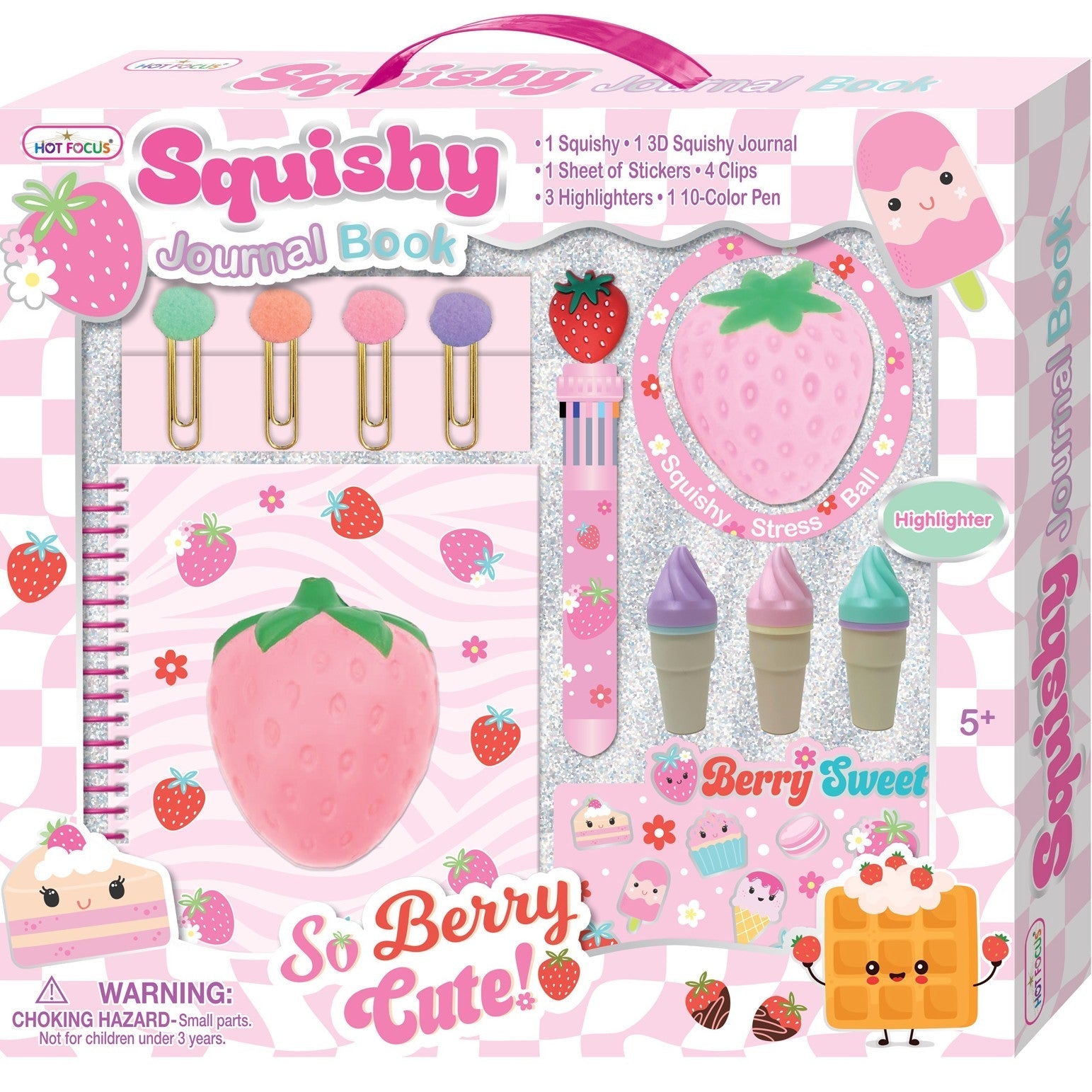 Hot Focus - Squishy Journal Book, Strawberry (253SB)