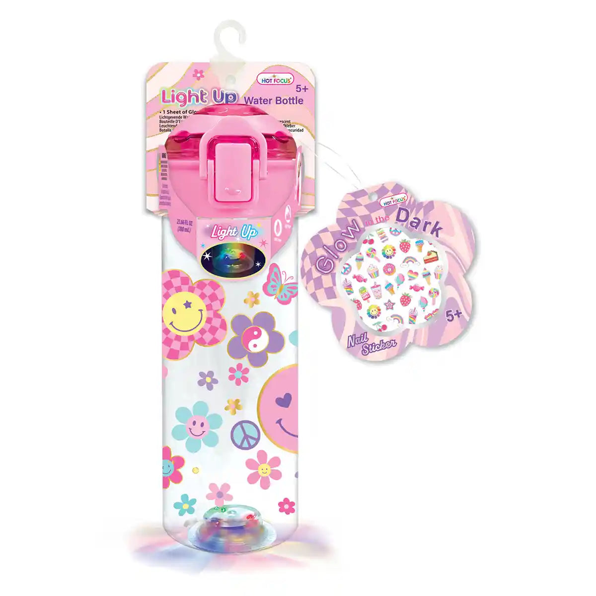 Hot Focus - Light Up Water Bottle, Groovy Flower (419GF)