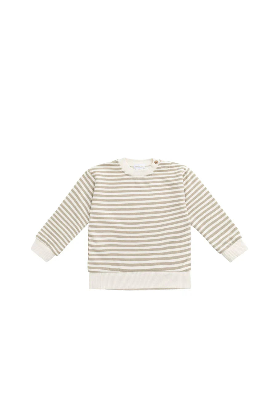 Jamie Kay - Organic Cotton Peyton Sweatshirt and Shorts Set, Slim Stripe Sandy Brown/Cloud