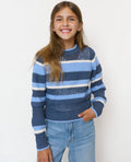 Central Park West - Indigo Long Sleeve Multicolor Stripe