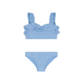 Minnow - Girls Blue Eyelet V-Neck Ruffle Bikini
