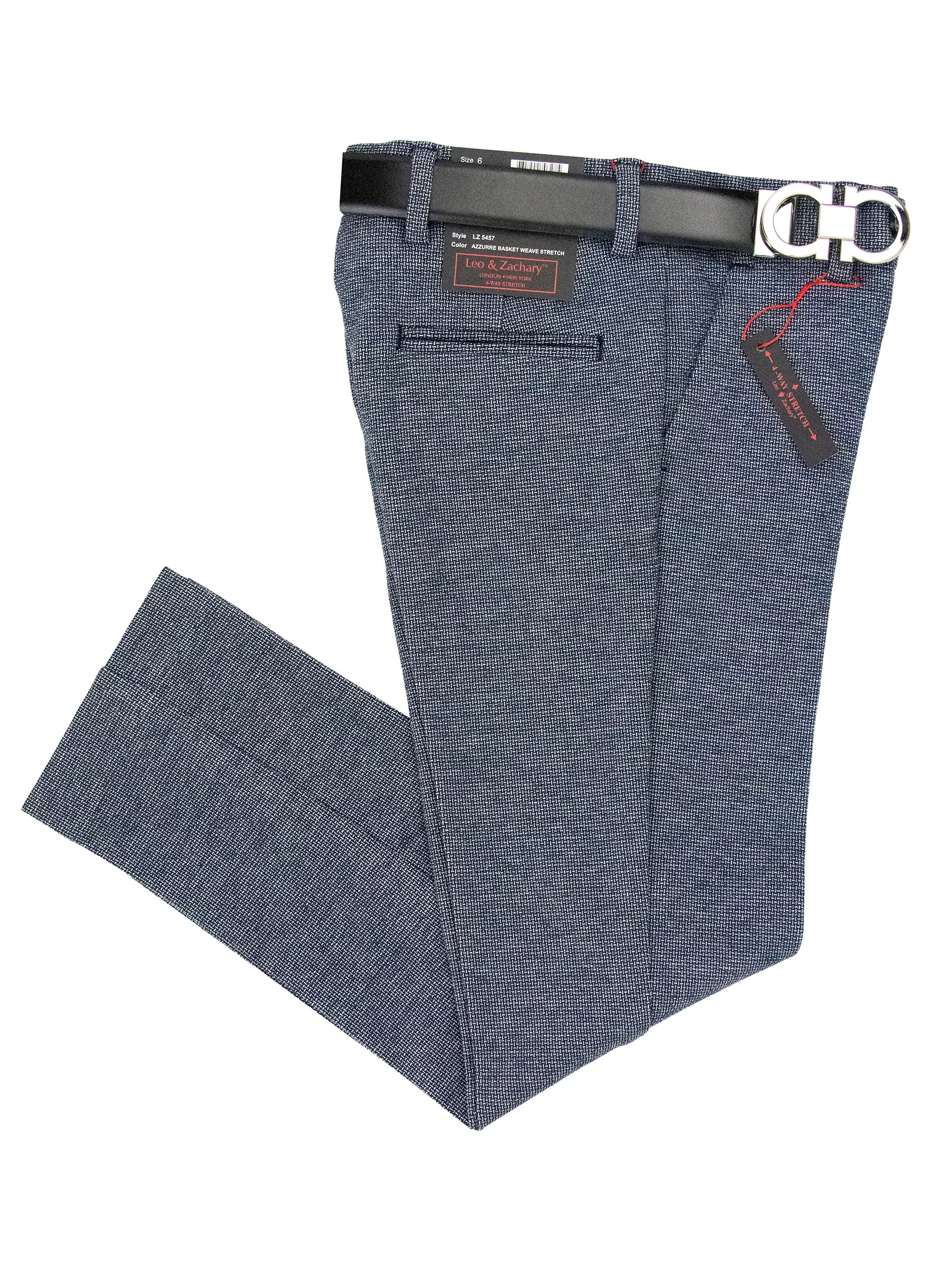 Leo and Zachary - Basketweave Stretch Pants, Azzure