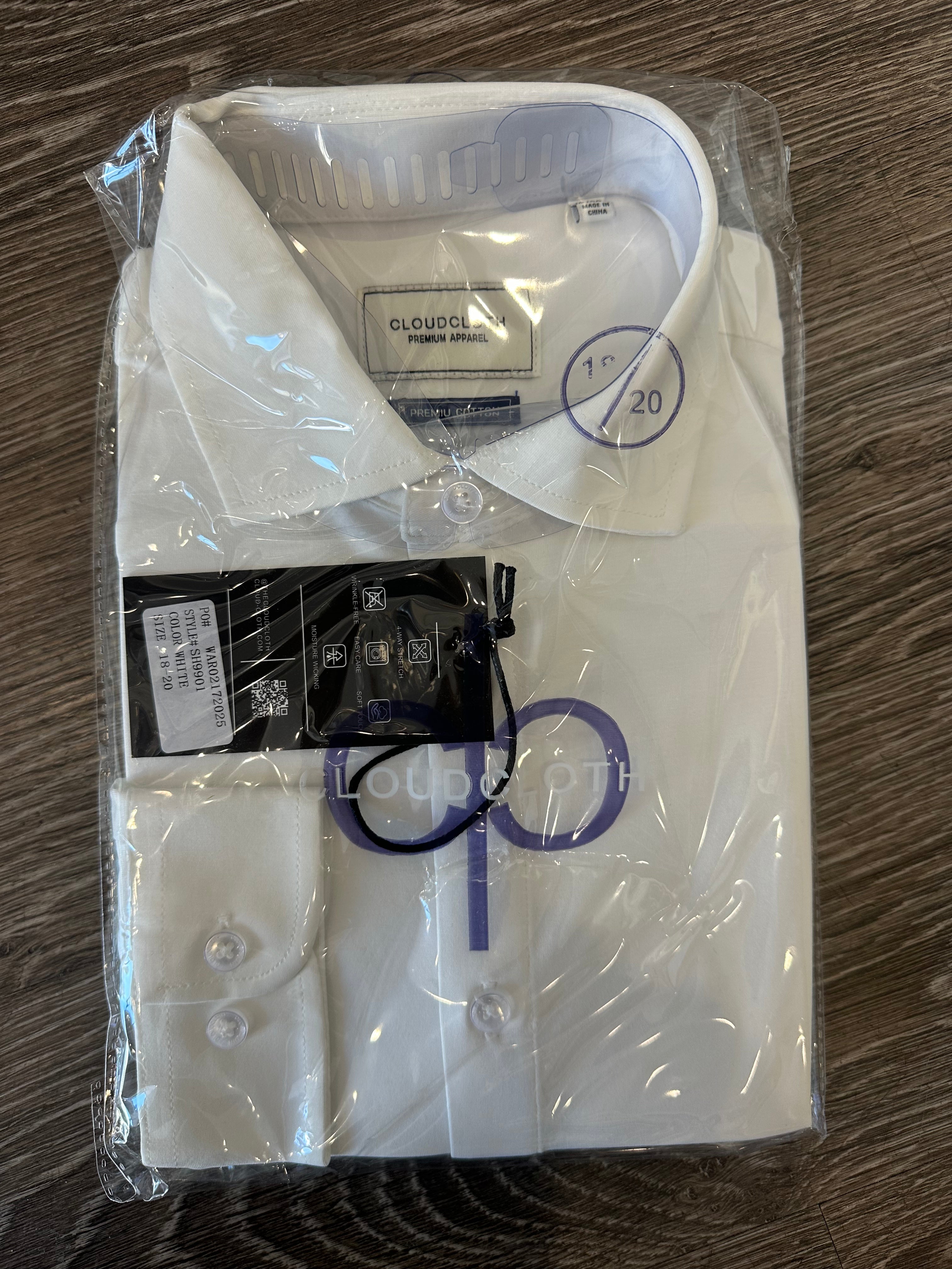 CLOUDCLOTH- BOYS COTTON STRETCH SHIRT, WHITE