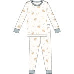 Petite Lem - 2pc Long Sleeve Top & Pants Pajama Cake Set, Off White