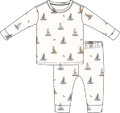 Petite Lem - 2pc Sailboat Long Sleeve Top & Pants Pajama Set, Off White