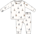 Petite Lem - 2pc Sailboat Long Sleeve Top & Pants Pajama Set, Off White