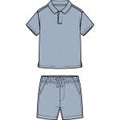 Miles The Label - 2pc Polo Top & Shorts Set, Dusty Blue