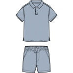 Miles The Label - 2pc Polo Top & Shorts Set, Dusty Blue