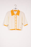 Indee - View Polo Collar Cardigan Short Sleeve Shirt, Off White