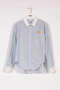 Indee - Vizcaya Striped Shirt with Embroidery, Sky Blue