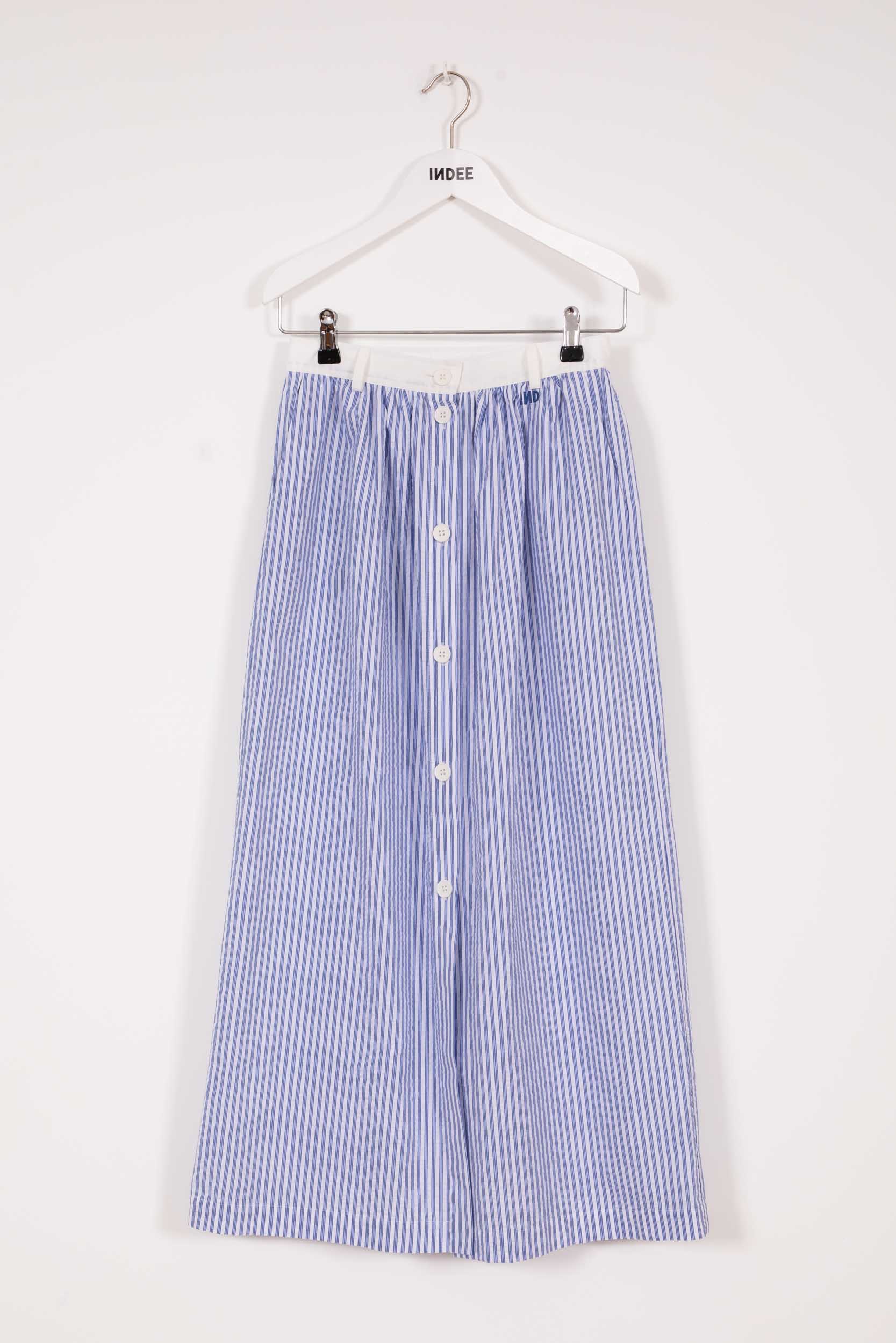 Indee - Vasco Mid Length Skirt with Buttons, Hydra Blue