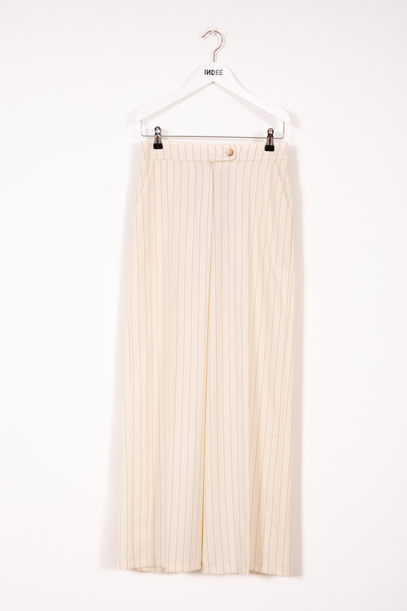 Indee - Viareggio Tennis Stripes Trousers with Pleat, Off White