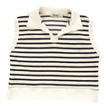 T2Love - Striped Sleeveless Collared Top