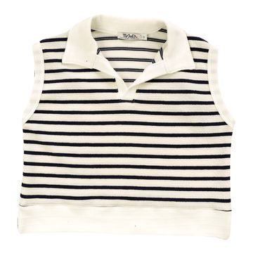 T2Love - Striped Sleeveless Collared Top