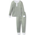 Petite Plume - Kids Snug Fit Pajamas, Sage Stripe