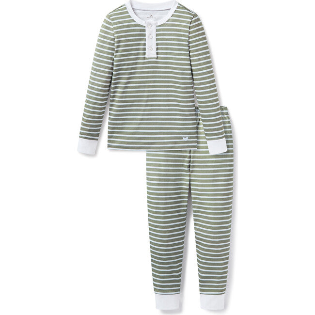 Petite Plume - Kids Snug Fit Pajamas, Sage Stripe