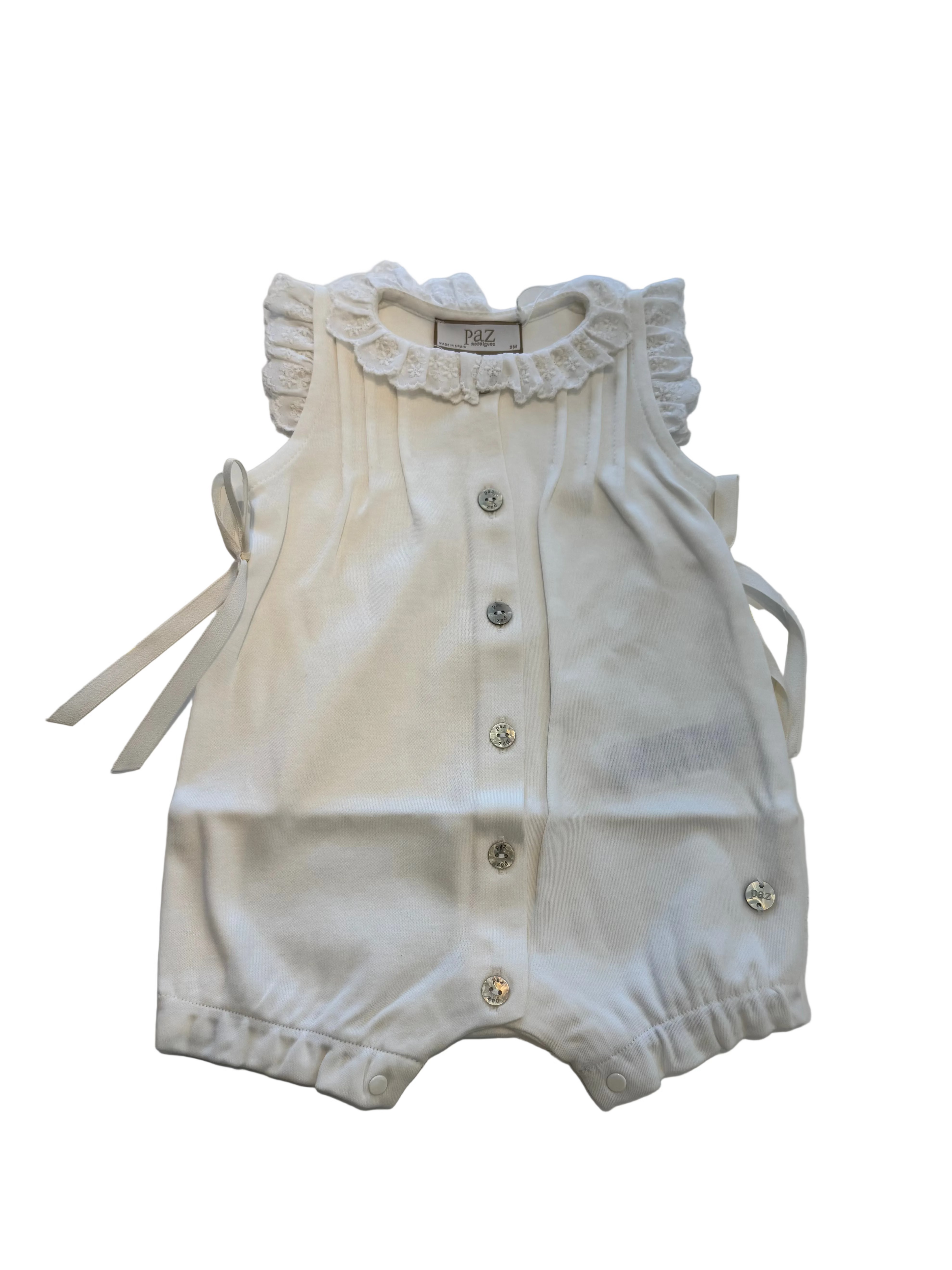 Paz Rodriguez - Knit Newborn Romper Interlock V26, Cream