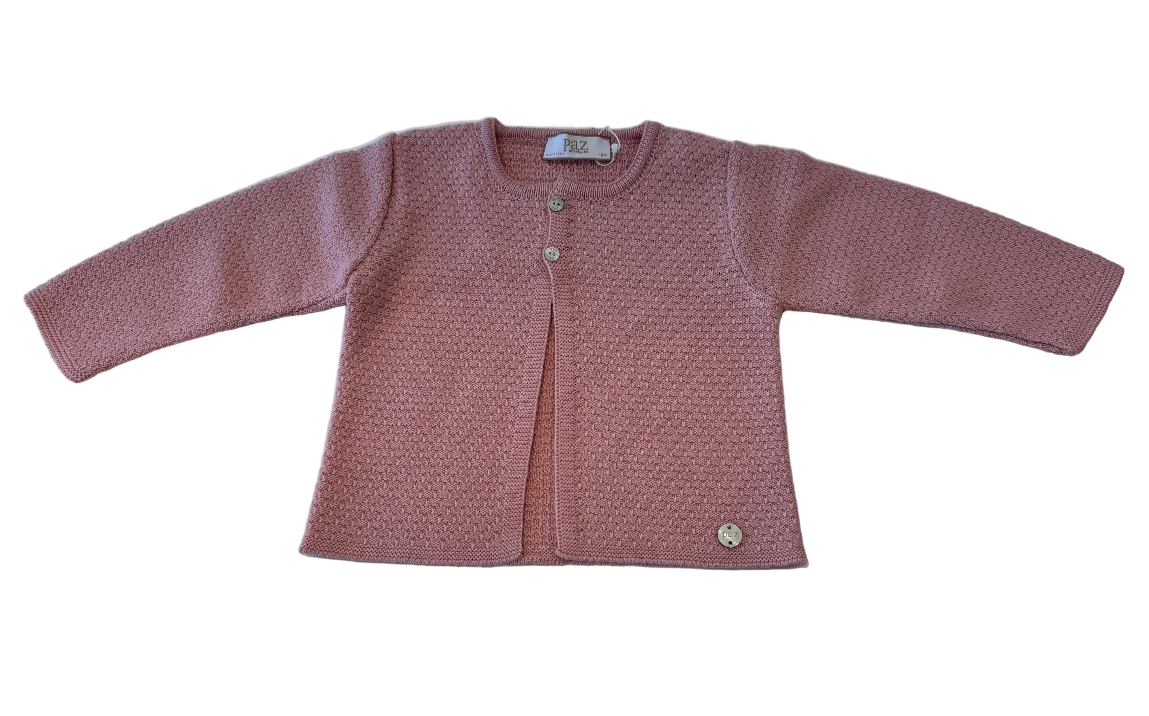Paz Rodriguez - Knit Newborn Short Cardigan, Dune Pink