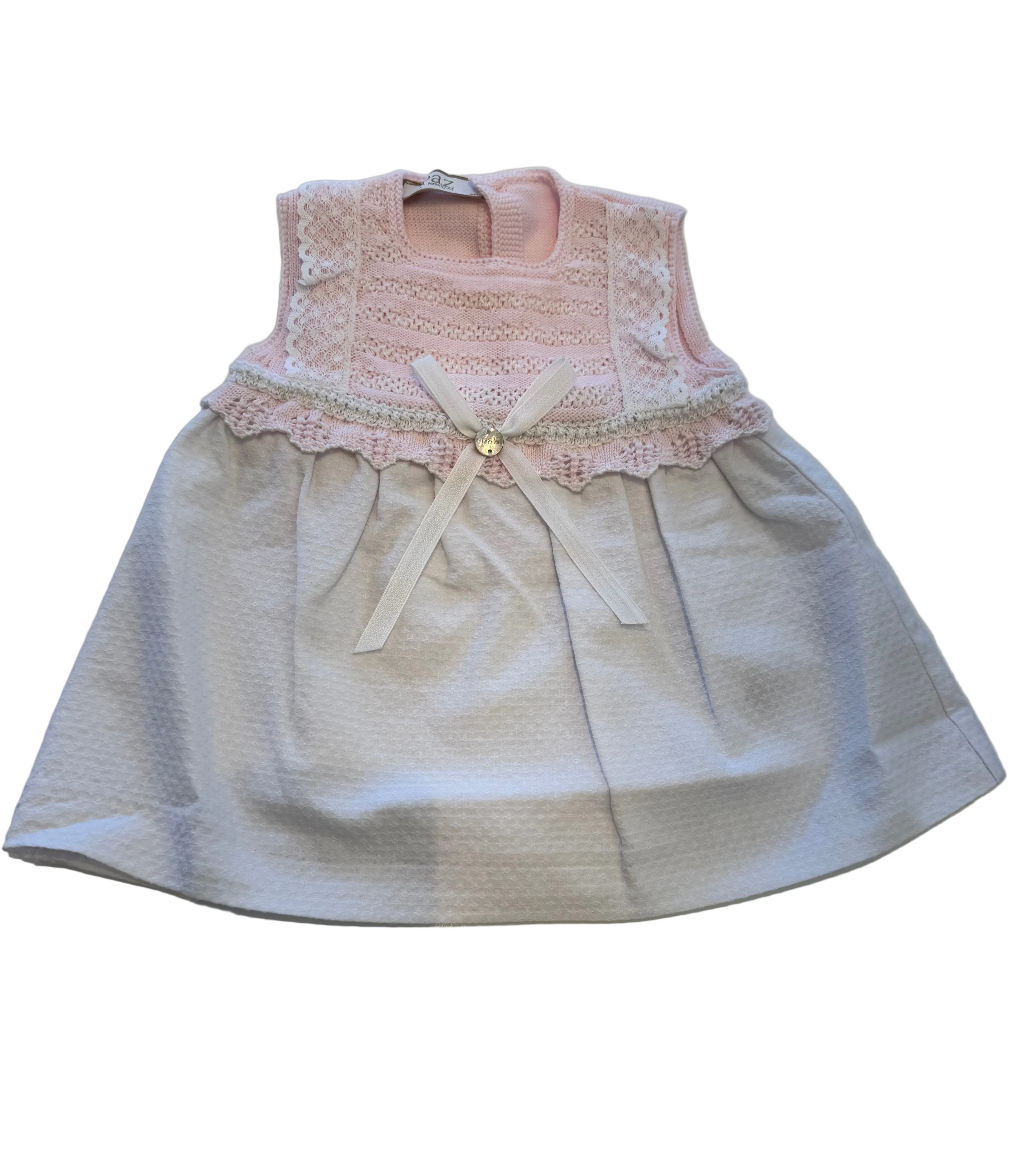 Paz Rodriguez - Knit Newborn Dress Alaia, Chalk Pink/White