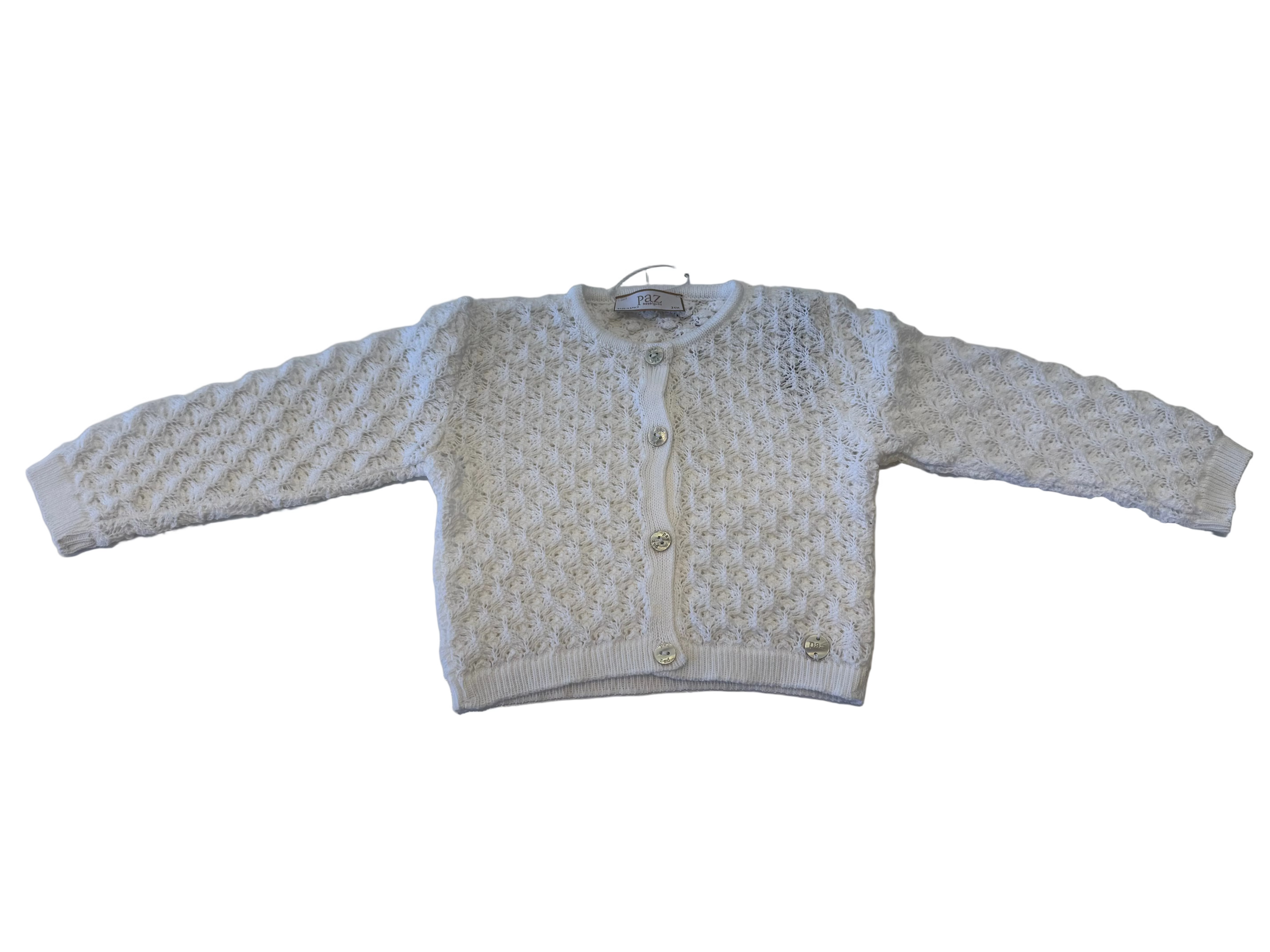 Paz Rodriguez - Knit Infant Girl Cardigan Frescura, White