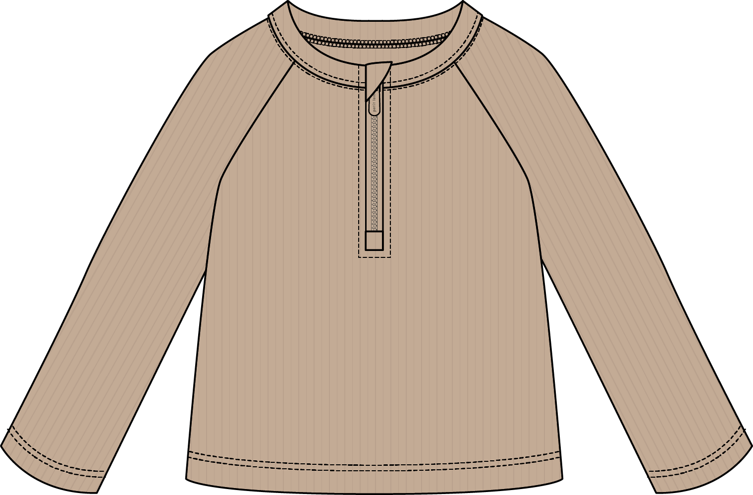 Petite Lem - Long Sleeve Knit Rashguard, Beige