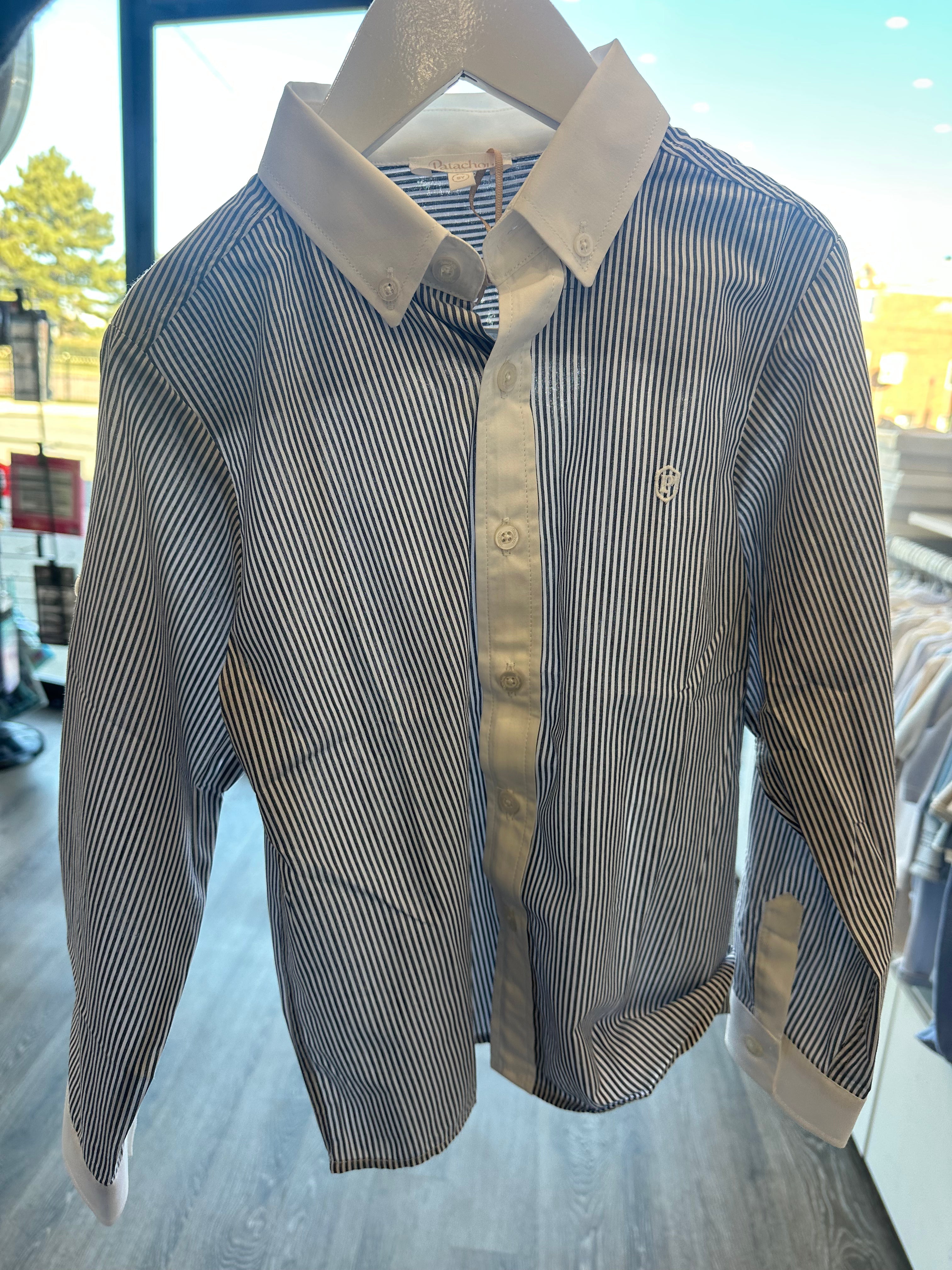 Patachou - Boys Button Up Striped Shirt, Marine