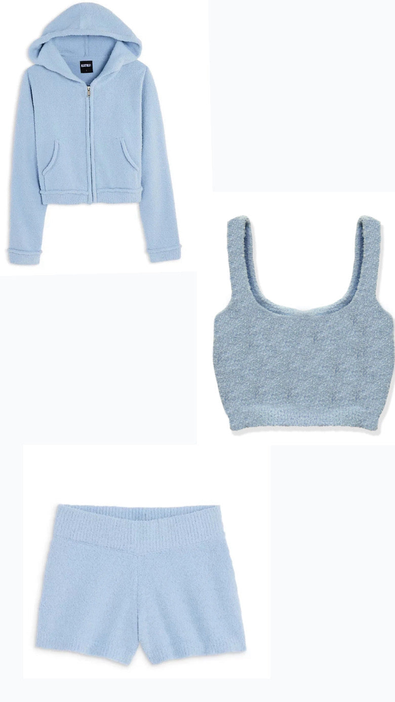 Katie J - Tween Parker Baby Blue Shorts, Tank & Zip Up