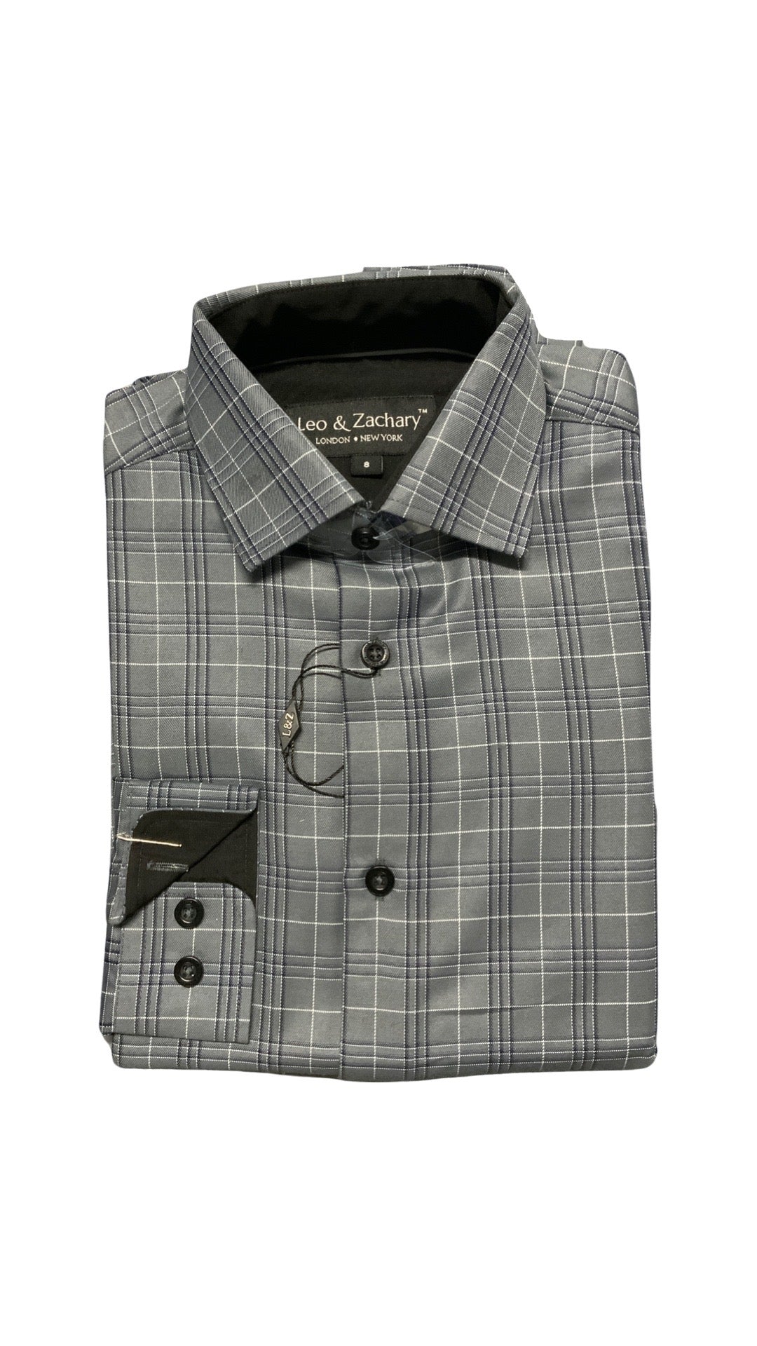 Leo and Zachary - Boys' Plaid Dress Shirt, Stone Pattern