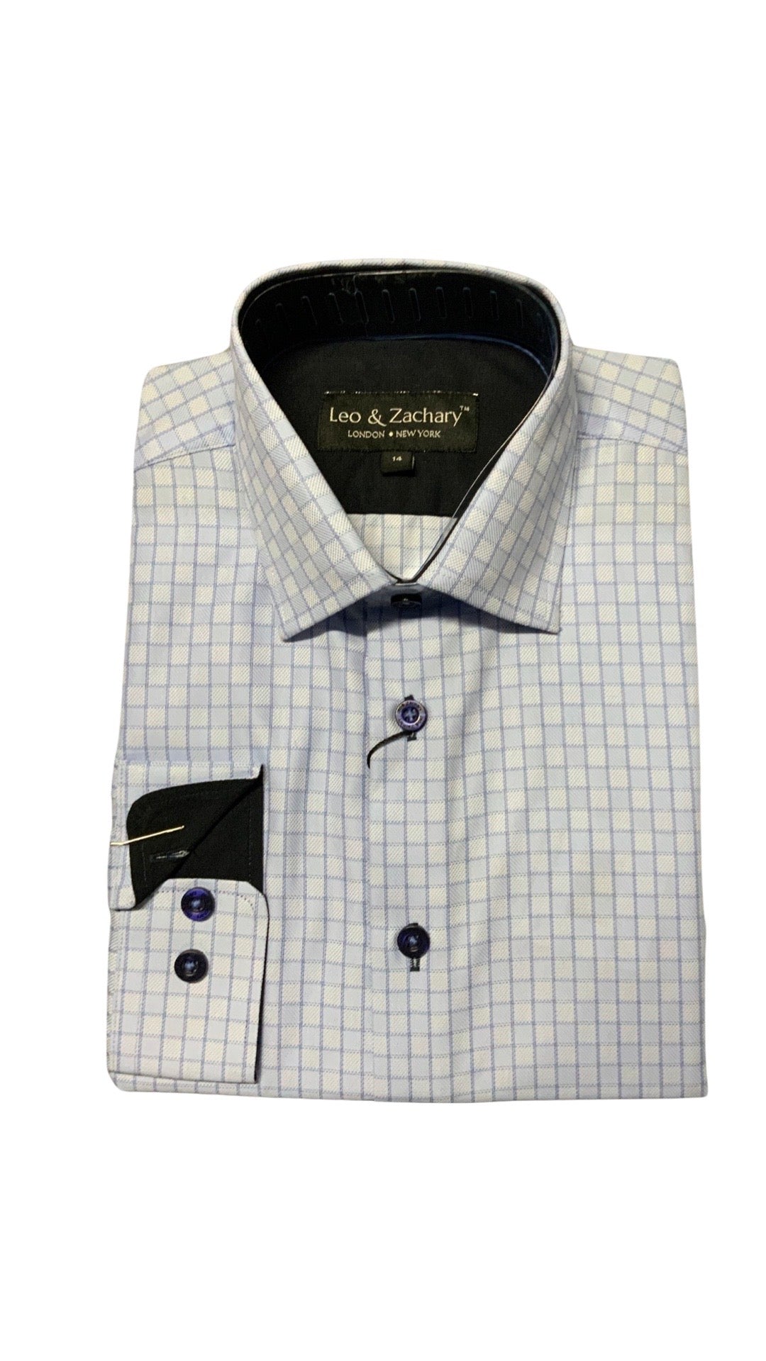 Leo and Zachary - Boys' Sky Mini Check Dress Shirt