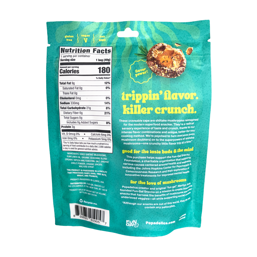 Popadelics Crunchy Mushroom Chips — Variety Pack | All 3 Flavors | 6-Pack