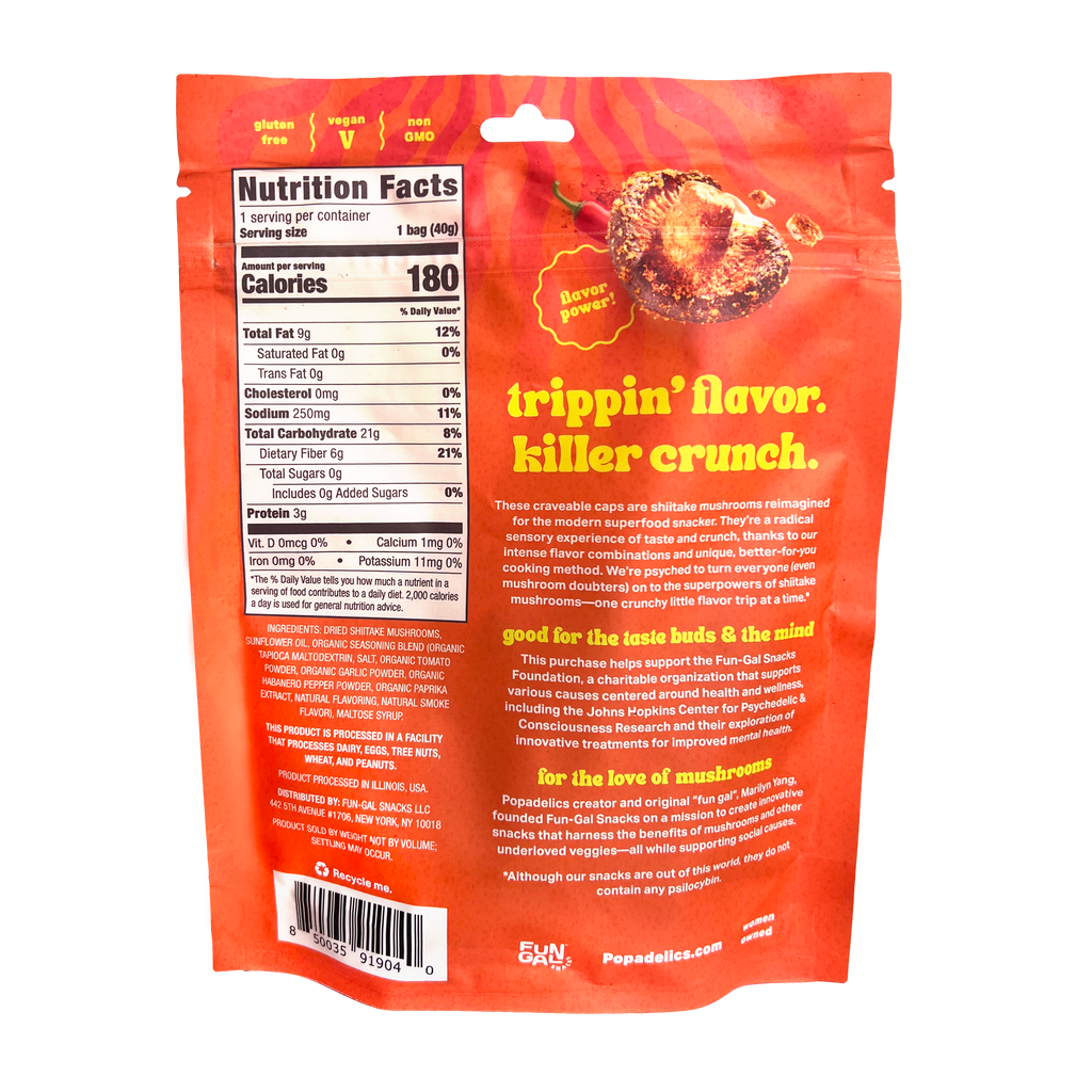 Popadelics Crunchy Mushroom Chips — Variety Pack | All 3 Flavors | 6-Pack