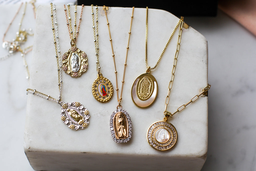 Mother Mary Necklace - Pearl