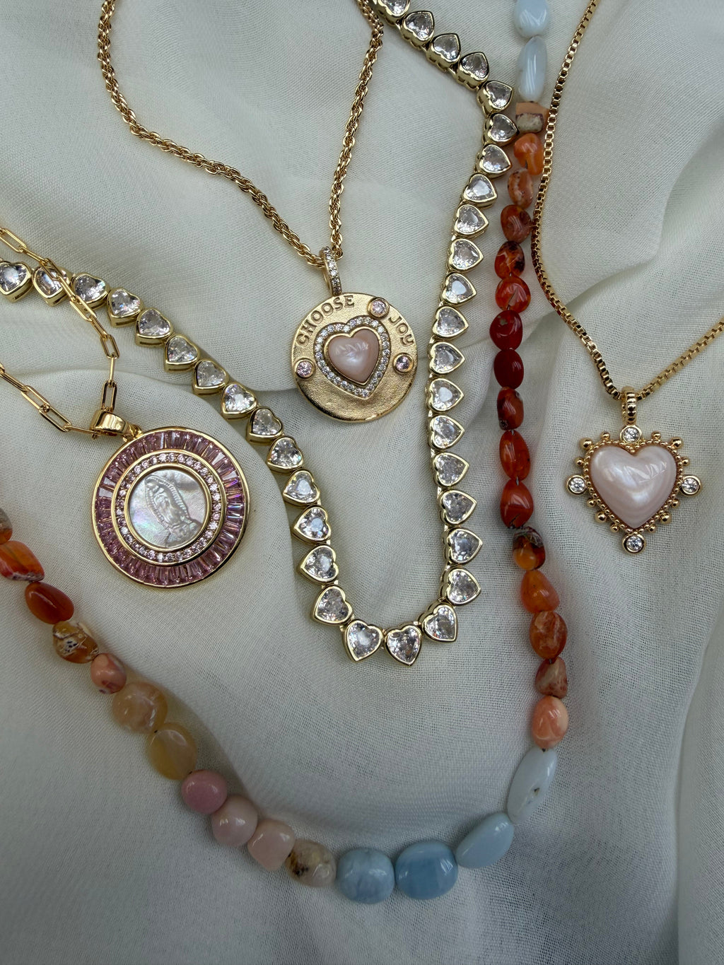 Mother Mary Necklace - Pink