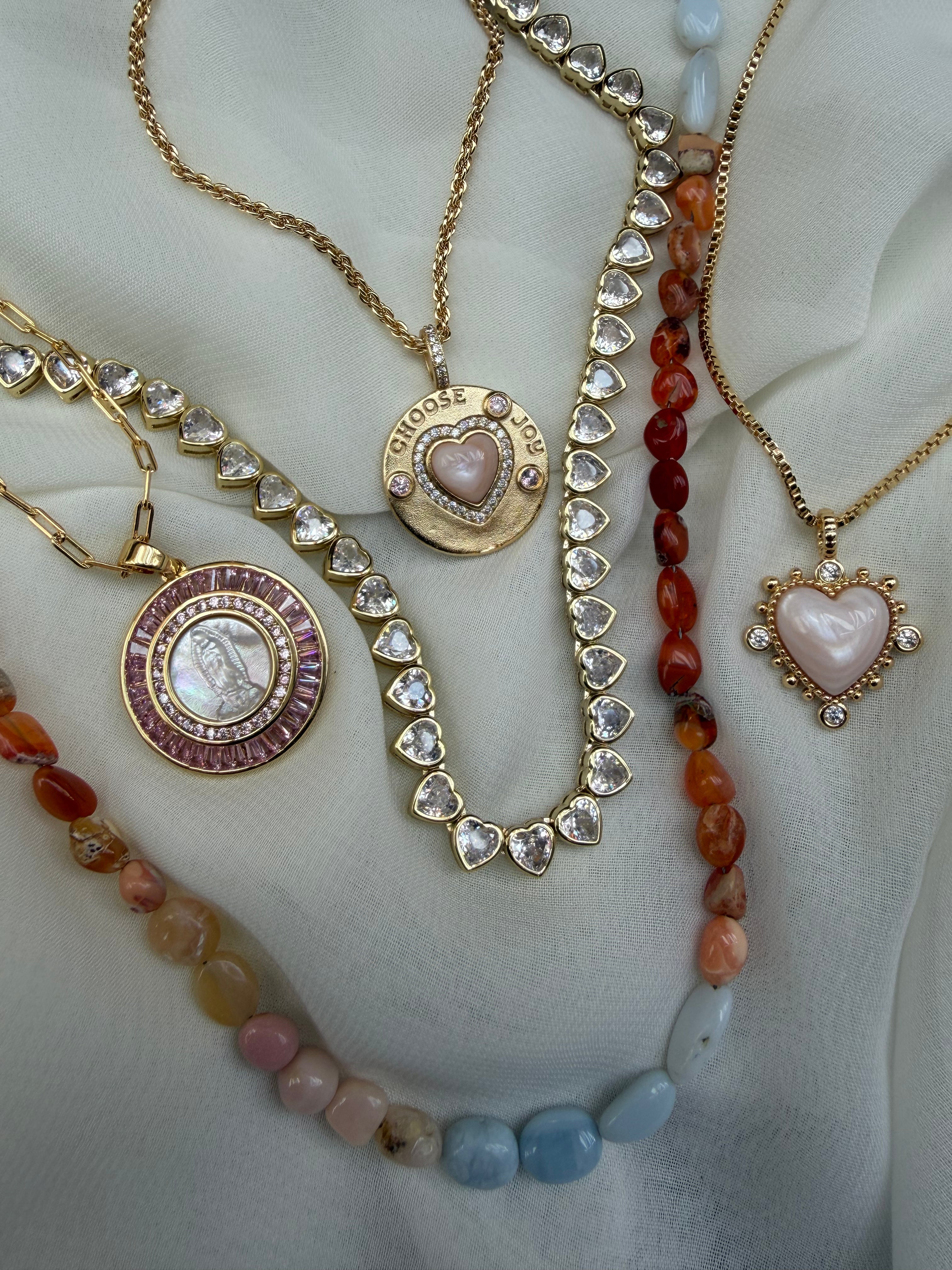 Mother Mary Necklace - Pink