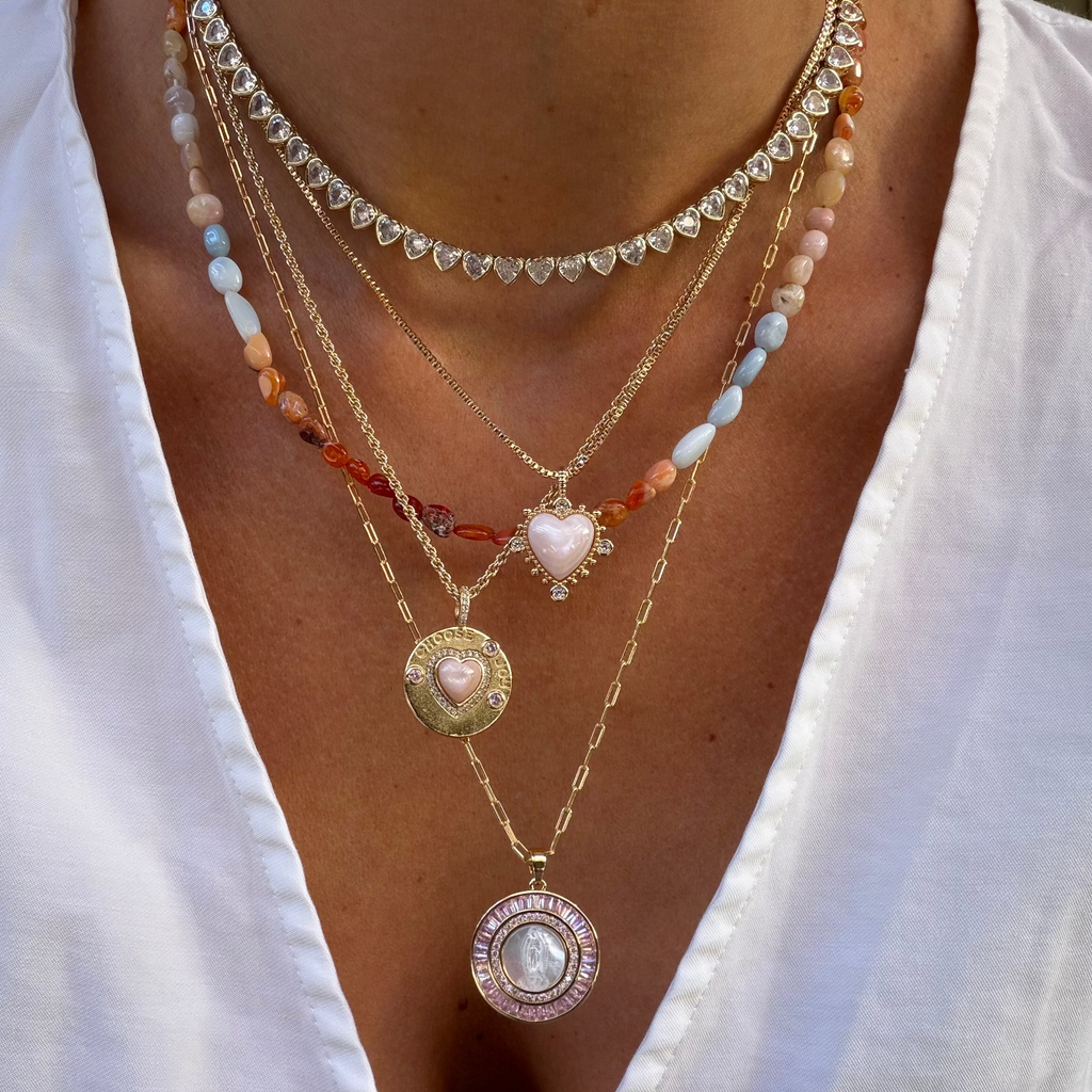 Mother Mary Necklace - Pink