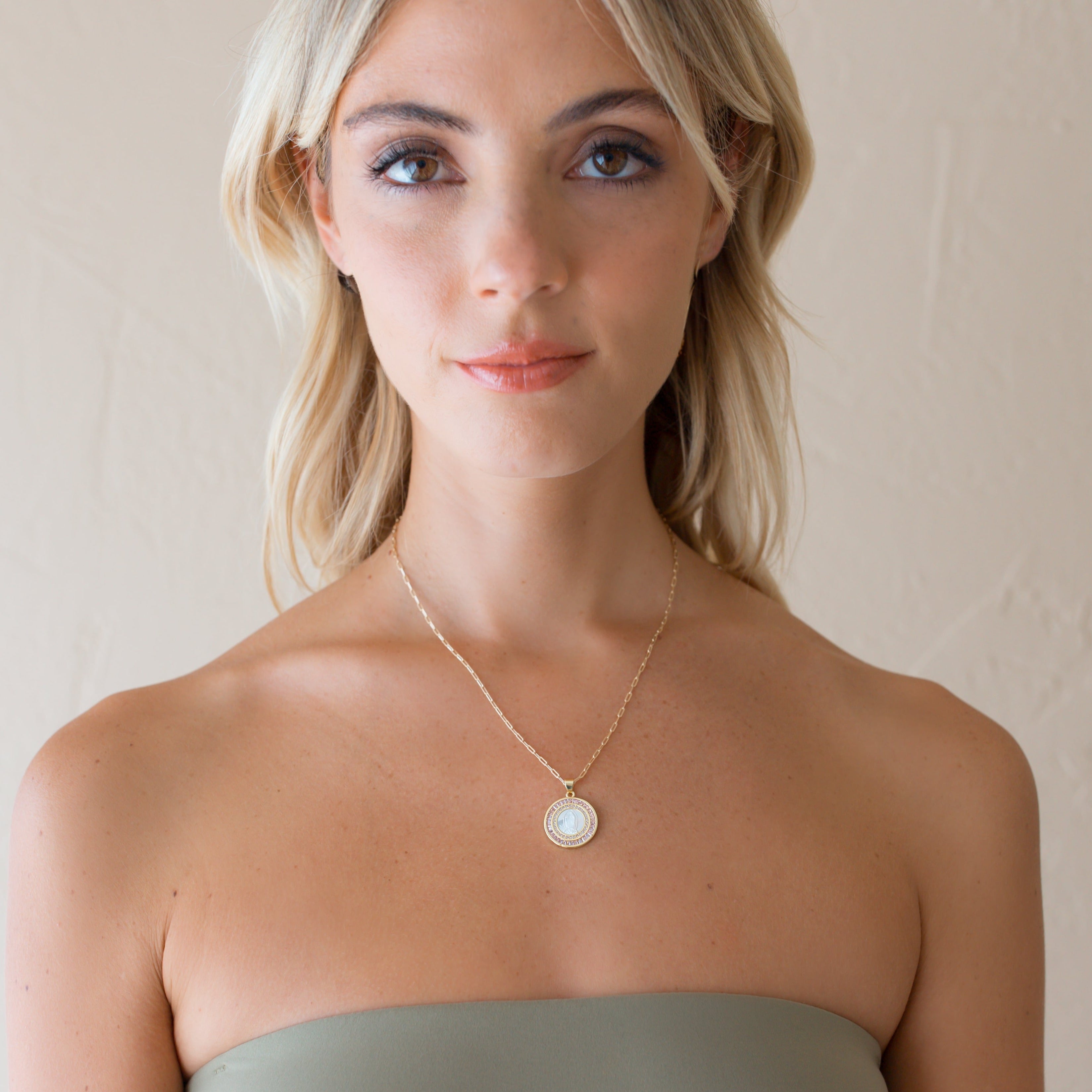 Mother Mary Necklace - Pink