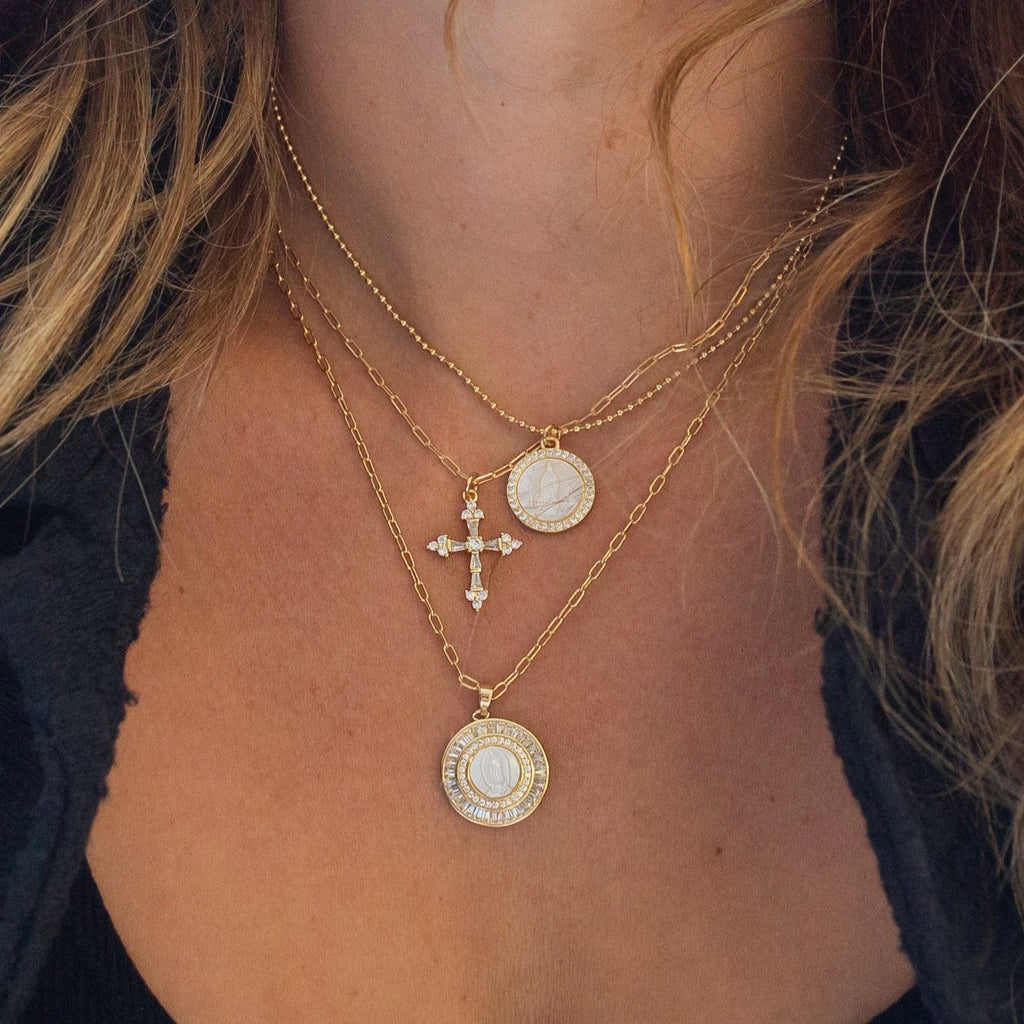 Mother Mary Necklace - Pearl