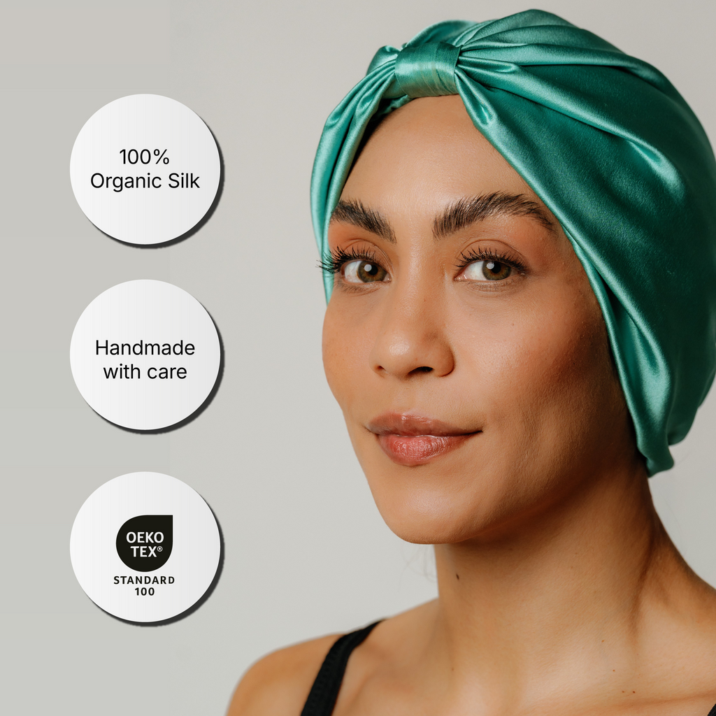Organic Silk Hair Bonnet Jade Green