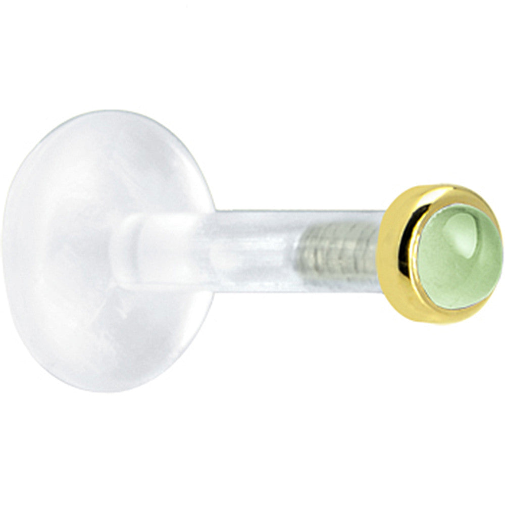 Solid 14K Yellow Gold 2mm Genuine Peridot Bioplast Push in Monroe