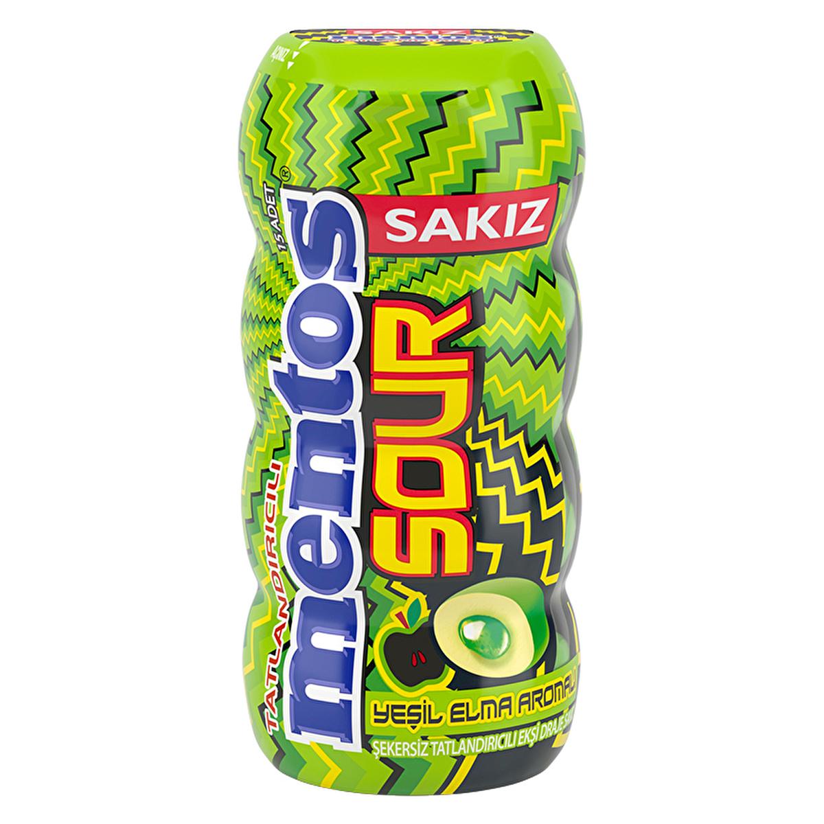 Mentos Sour Green Apple Gum: Bursting with Intense Sour Flavor & Refreshing Green Apple Taste - Long-Lasting Chew, 30gr Pack