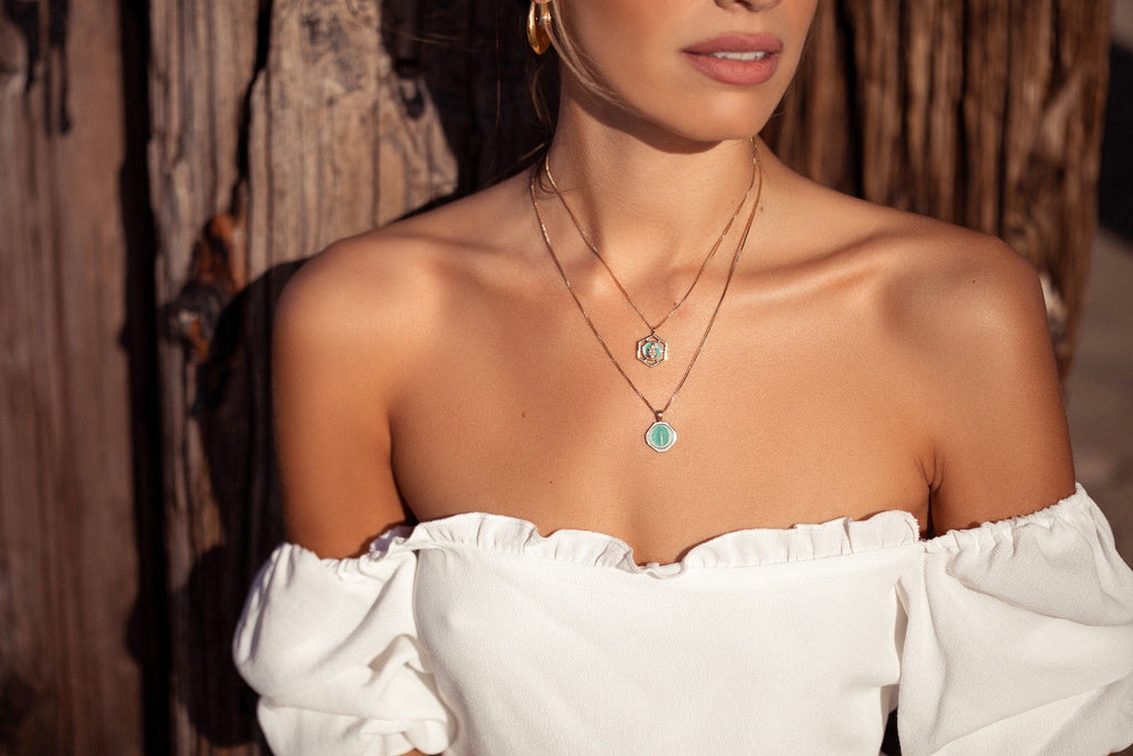 Sofia Pendant Necklace in Seafoam