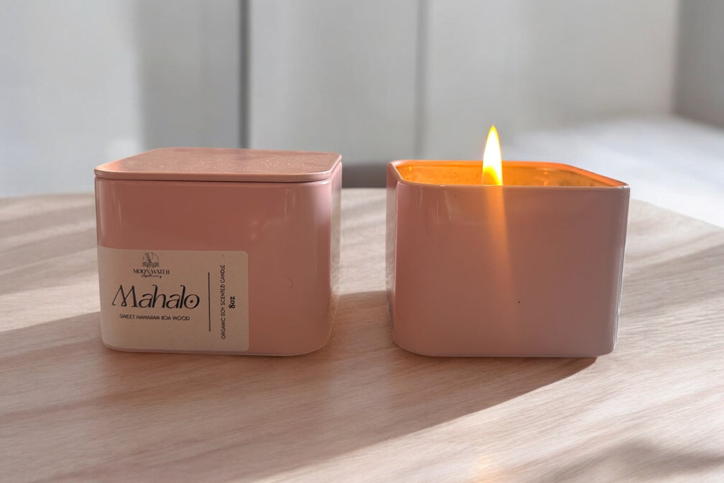 8oz Pink Tin Candles - 3 scents! -- by Moon Water Apothecary