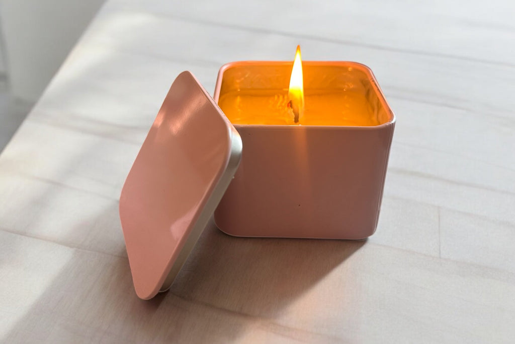 8oz Pink Tin Candles - 3 scents! -- by Moon Water Apothecary