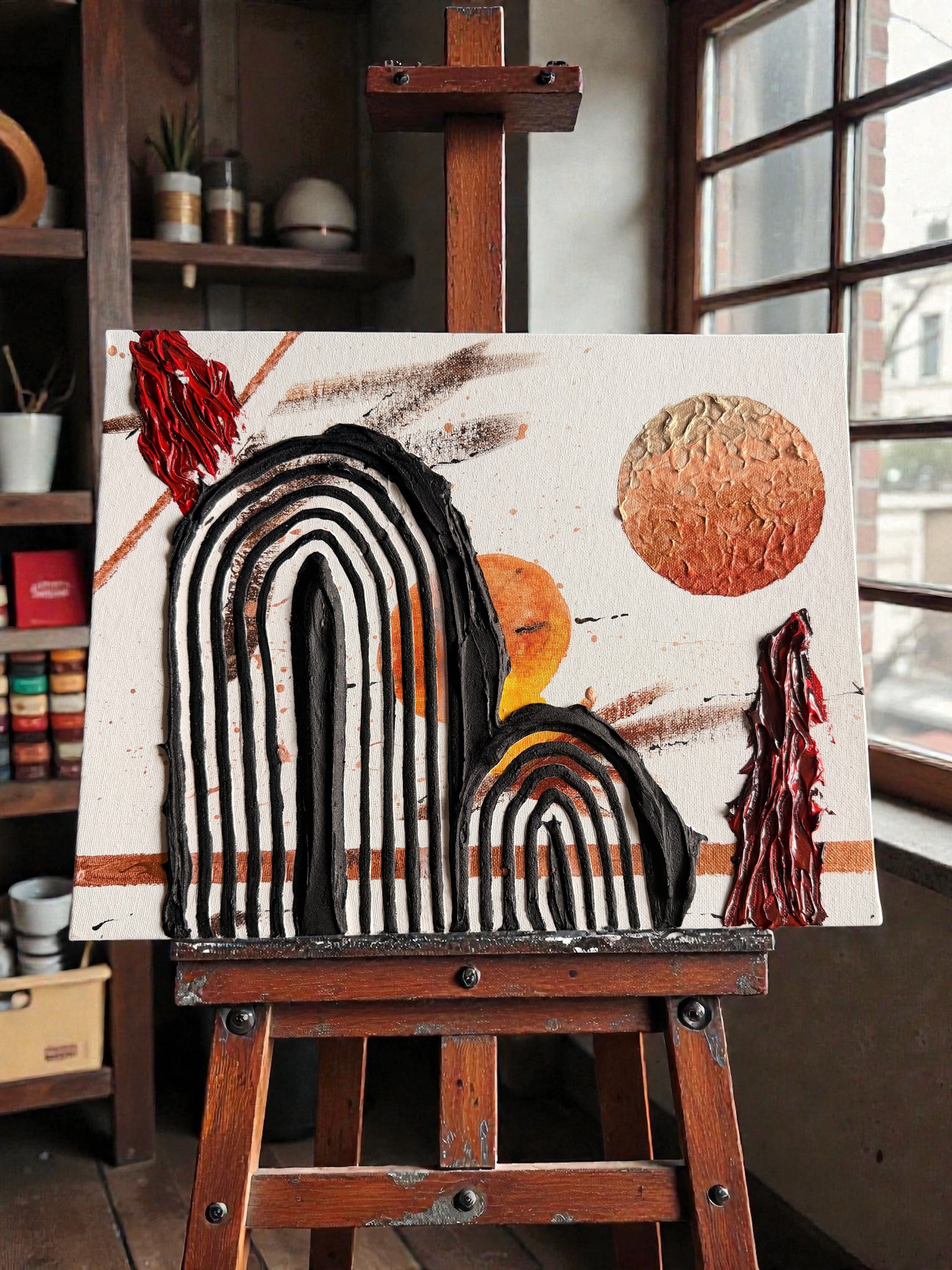 Abstract Plaster Painting 11x9 - Textured Original