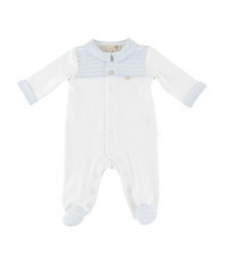 PURETE - White Blue Footie for Babies