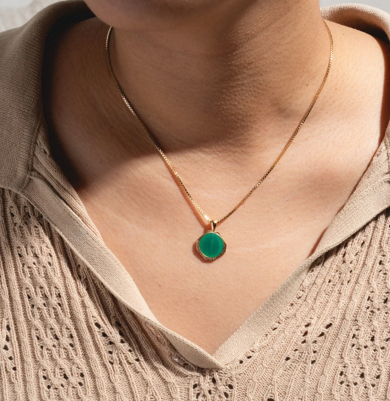 Sofia Pendant Necklace in Seafoam